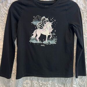 Cat & Jack Black Long Sleeve Unicorn Tee